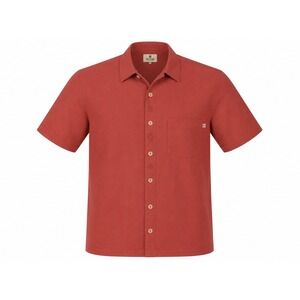 Solitude Mens XL Short Sleeve Button Down Shirt Terracotta Red Polynosic Blend